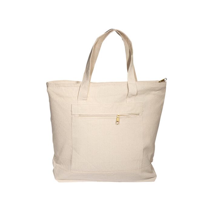 Zippered Cotton Canvas Tote Bag Thumbnail