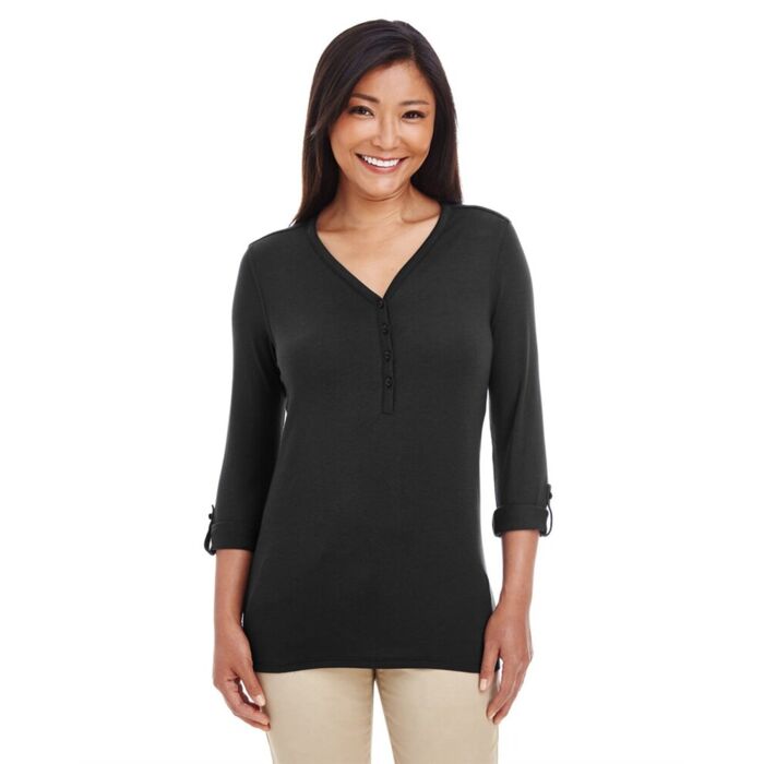 Women's Perfect Fit™ Y-Placket Convertible Sleeve Knit Top Thumbnail