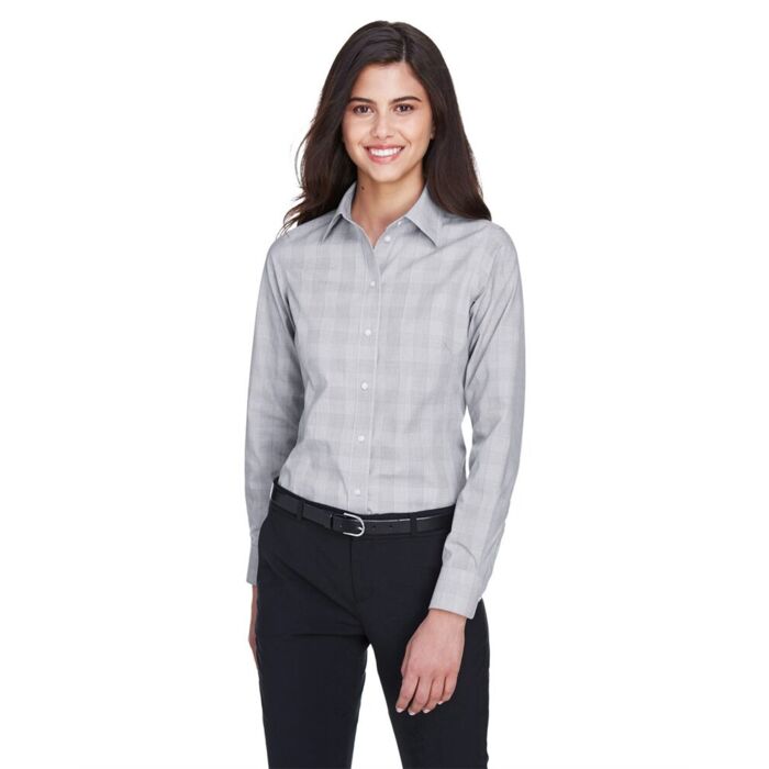 Women's Crown Collection® Glen Plaid Woven Dress Shirt Thumbnail