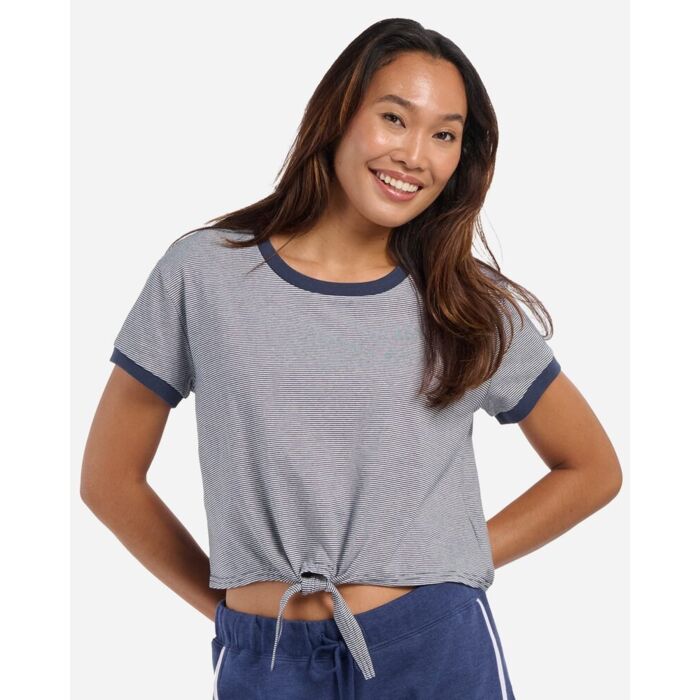 Women's Striped Tie Front T-Shirt Thumbnail