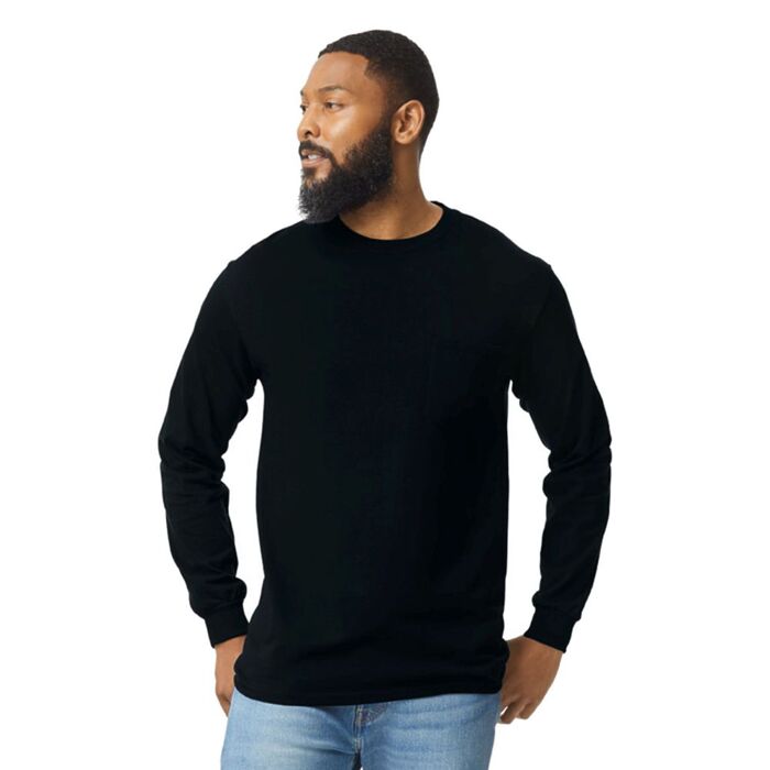 Gildan 6.1oz 100% Longsleeve Pocket T-Shirt Thumbnail