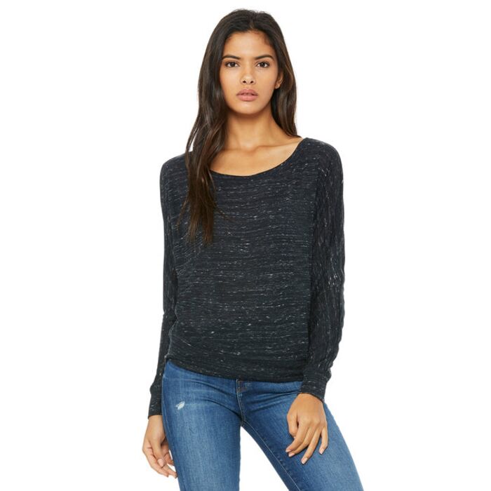 Ladies' Flowy Long-Sleeve Off Shoulder T-Shirt Thumbnail