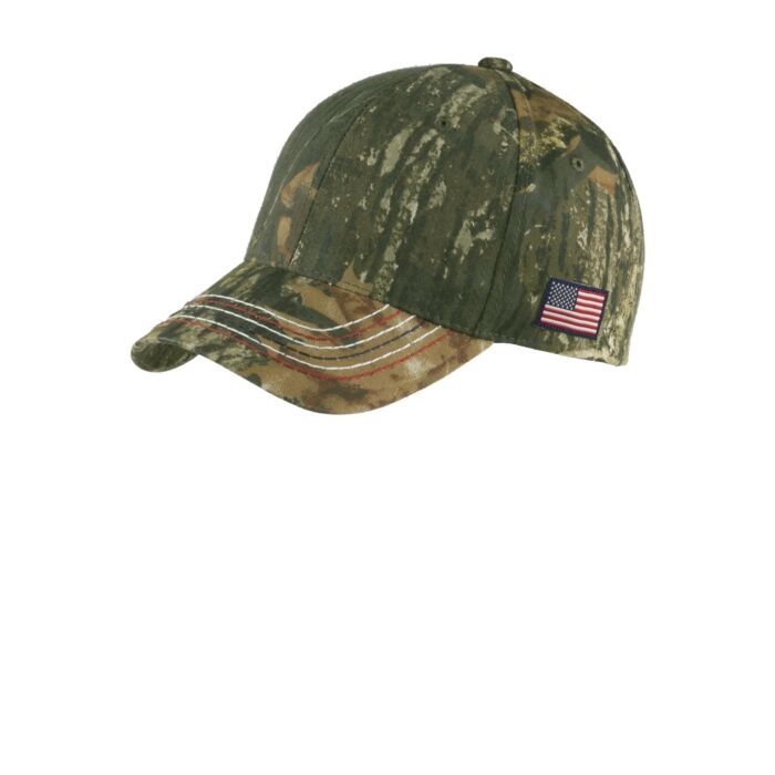 Americana Contrast Stitch Camouflage Cap Thumbnail