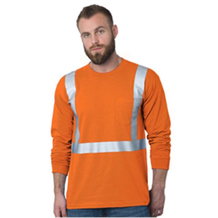 USA-Made 50/50 Hi-Visibility Long Sleeve Pocket T-Shirt Thumbnail