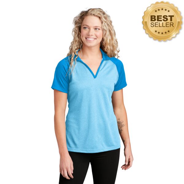 Ladies PosiCharge ® RacerMesh ® Raglan Heather Block Polo Thumbnail