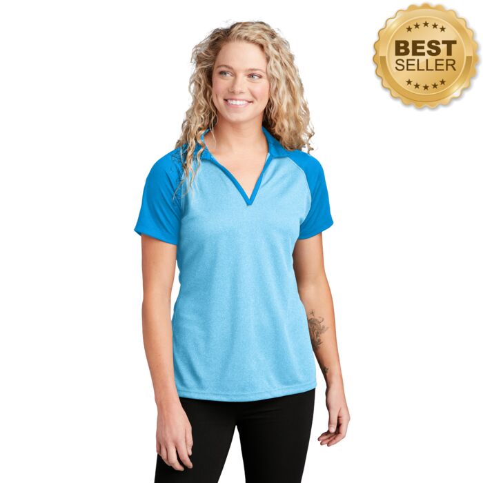 Ladies PosiCharge ® RacerMesh ® Raglan Heather Block Polo Thumbnail